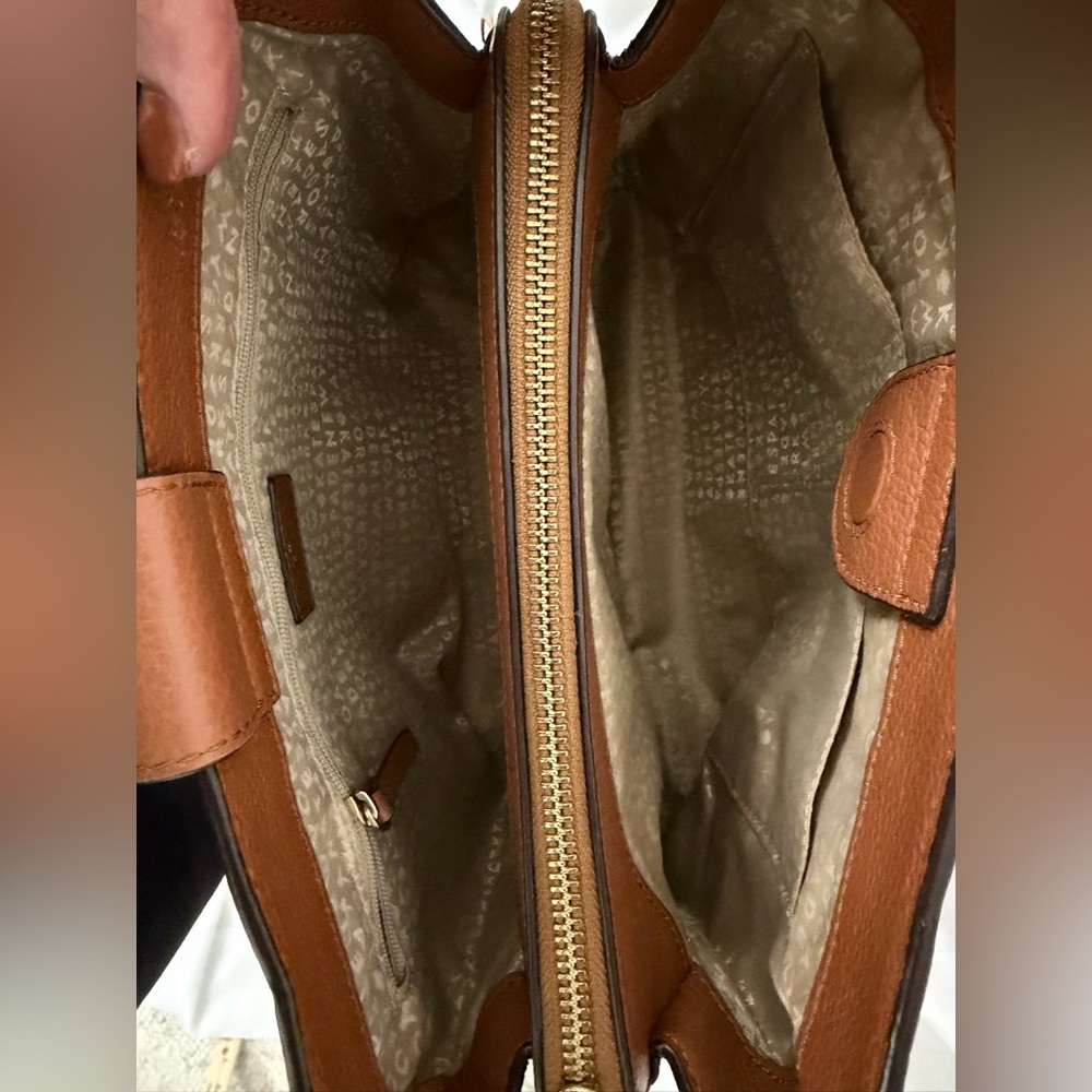 Kate Spade Evangelie Larchmont Warm Cognac Pebbled Leather Tan Crossbody/Satchel - Picture 6 of 11